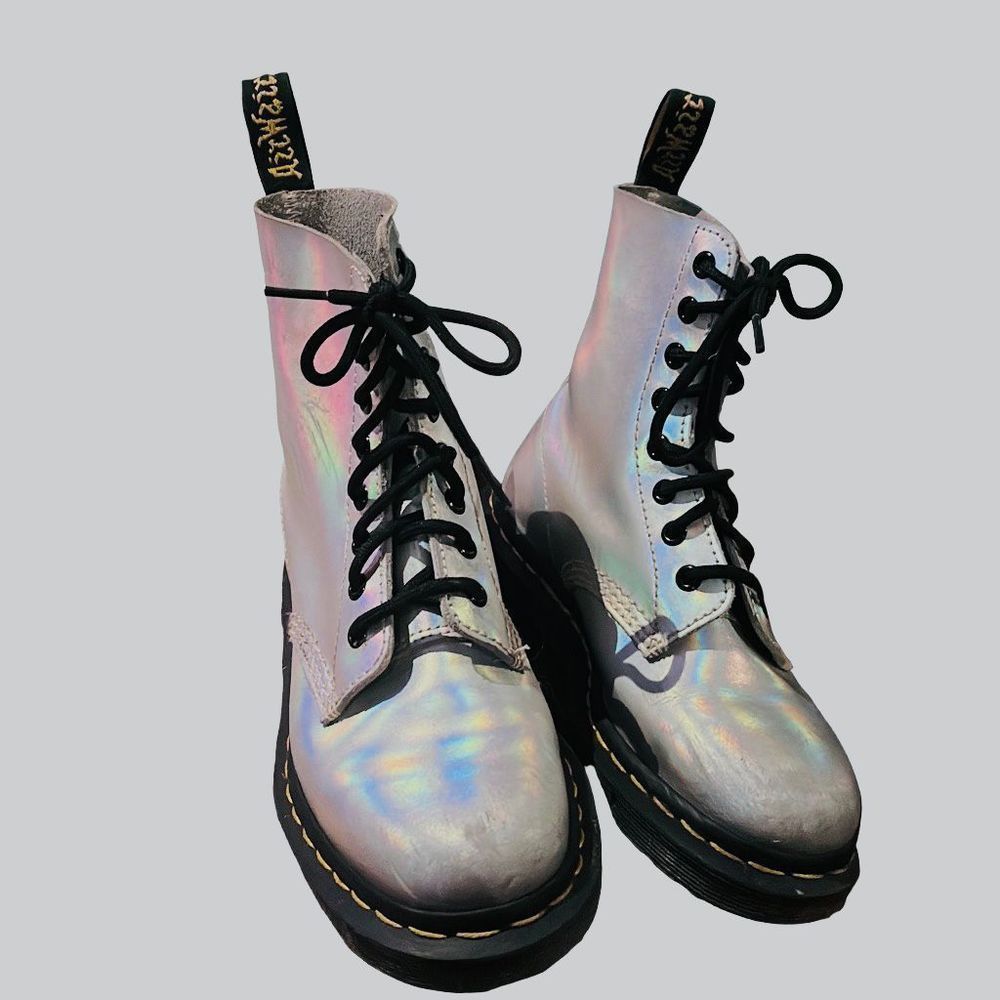Women’s Dr. Martens holographic lace up boots